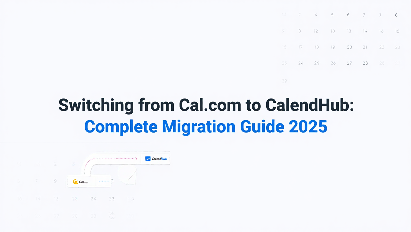 Calendar management interface demonstrating switch from cal com to calendhub with unified scheduling view