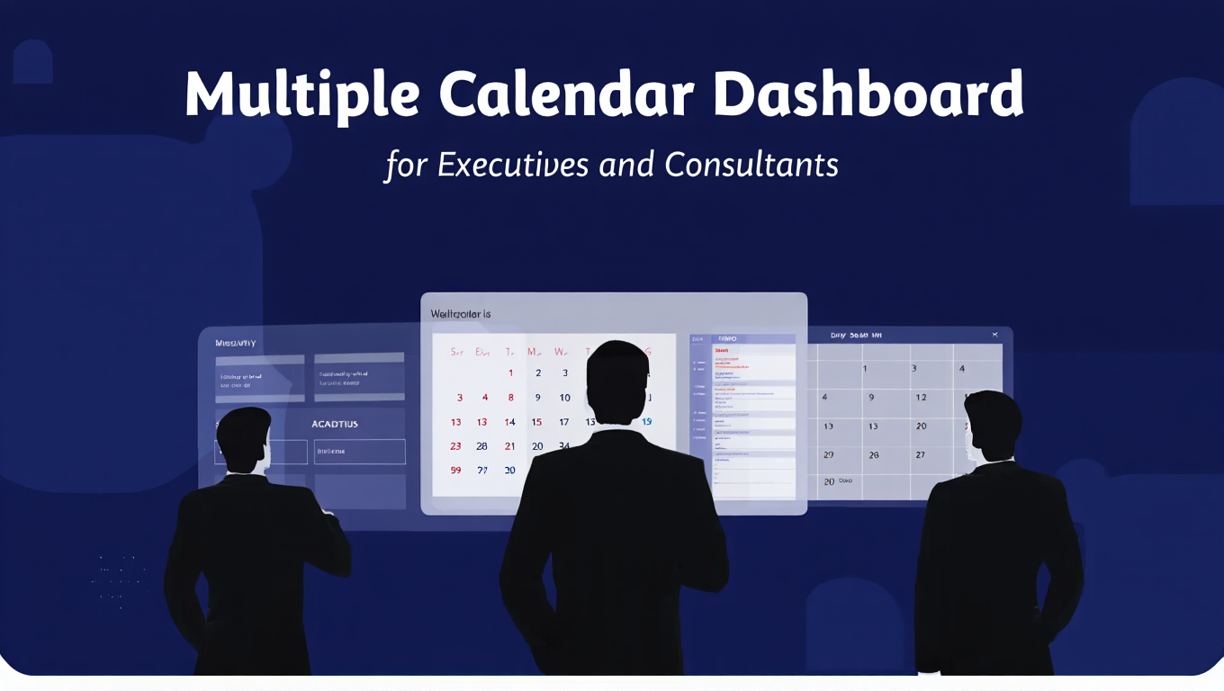 Calendar management interface demonstrating multiple calendar dashboard executives with unified scheduling view