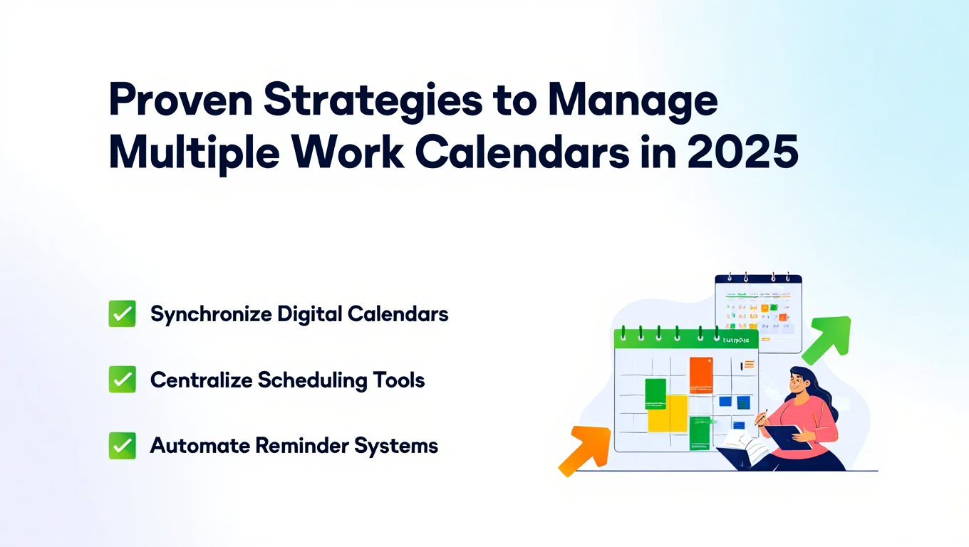 Calendar management interface demonstrating strategies manage multiple work calendars with unified scheduling view