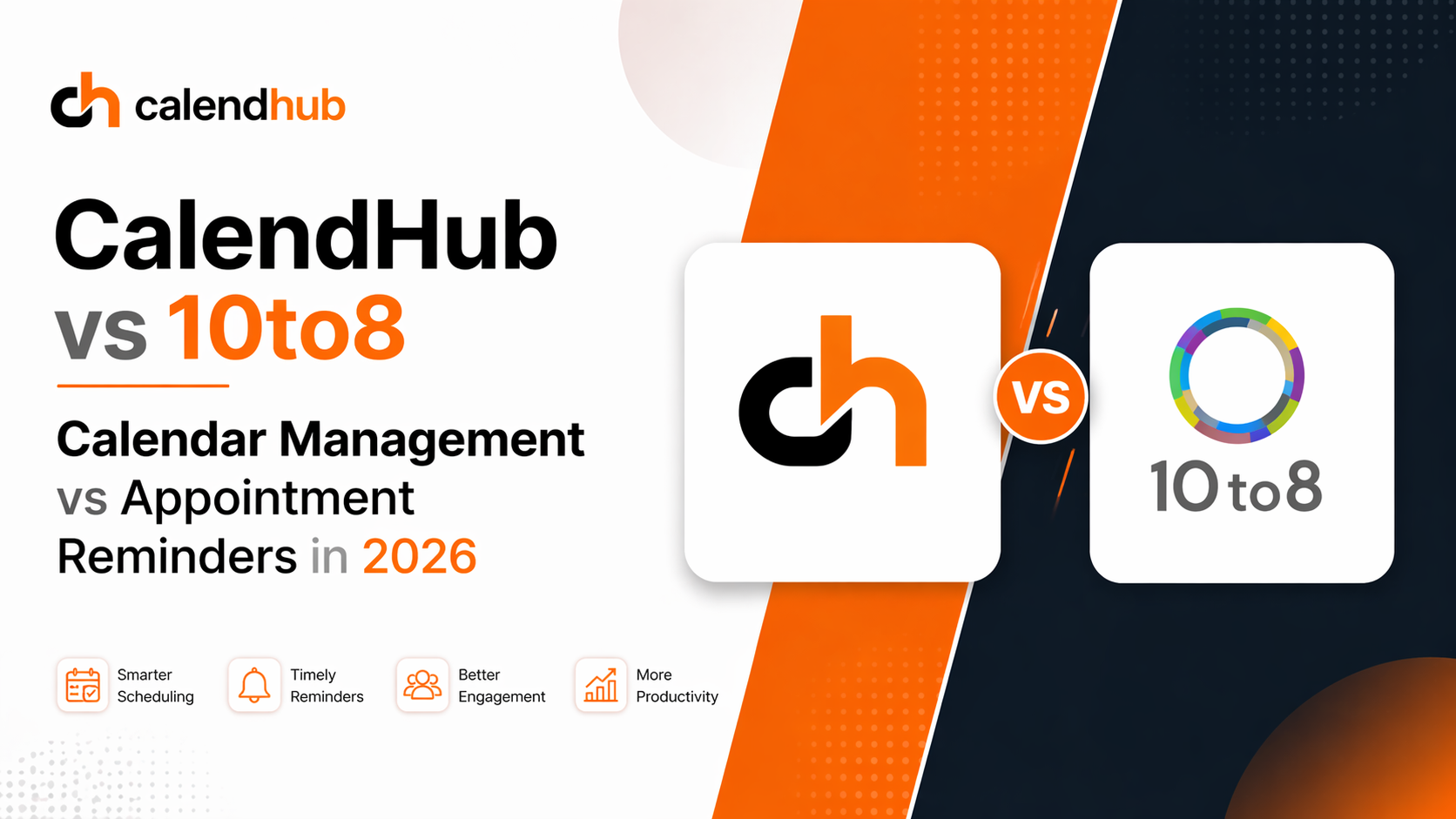 CalendHub vs 10to8 comparison showing intelligent scheduling versus automated notifications on mobile